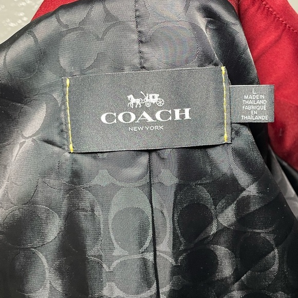Coach Cherry Red trench-coat  size Large - Picture 7 of 9